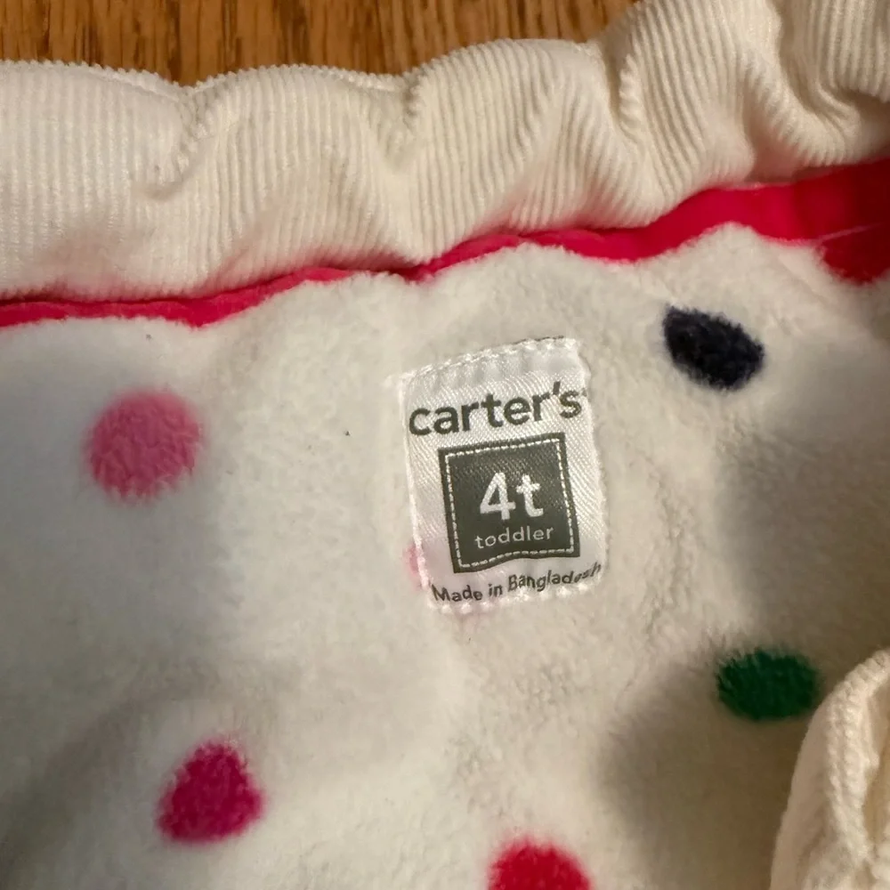 Carter's Cream Vest with Polka Dot Lining